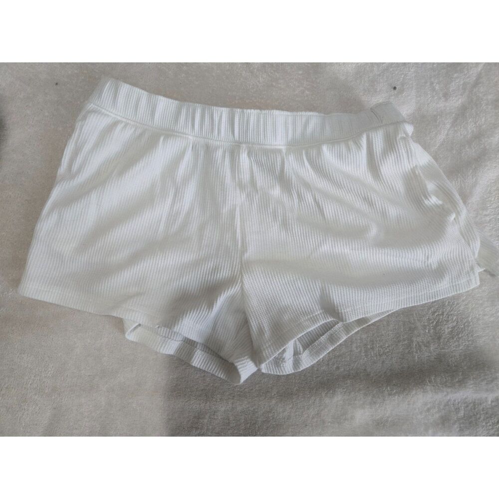 Aeropostale Women’s XXS White Waffle Knit Lounge Shorts Drawstring Casual